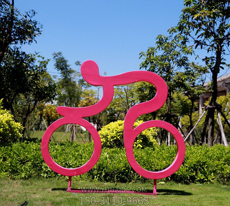 大型剪影自行车运动人物不锈钢塑公园体育馆雕塑