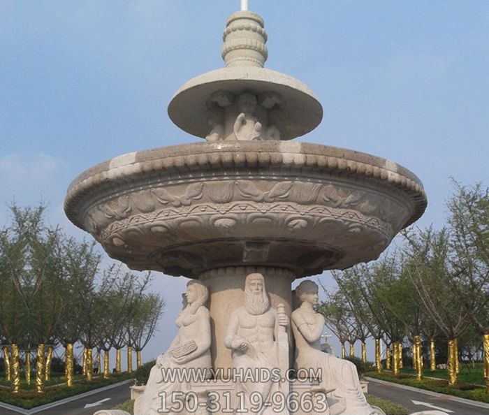 大型园林景观西方人物大理石喷泉雕塑