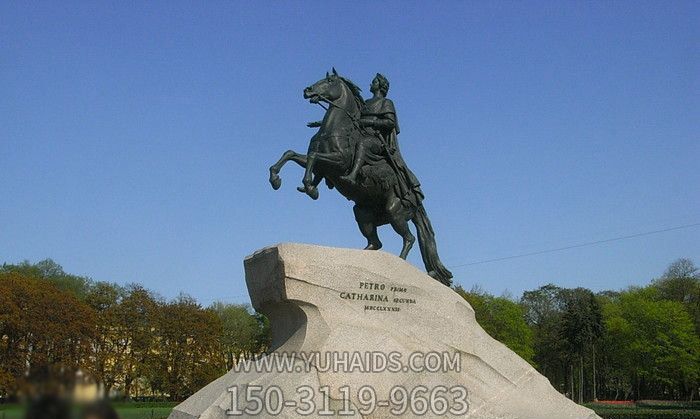 广场铜雕户外园林景观将军骑马雕塑