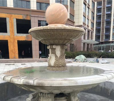 小区广场中心摆放大理石水头风水球喷泉雕塑