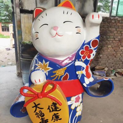 景区寺庙装饰玻璃钢日式祈福招财猫景观小品雕塑