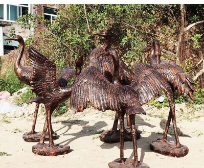 公园不锈钢仿铜大型户外装饰品鹤雕塑