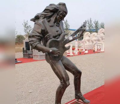 弹吉他广场小品人物西方铜雕弹雕塑