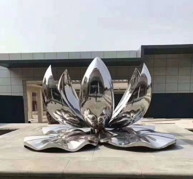 不锈钢镜面创意盛开的莲花雕塑