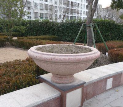 公园砂石石雕户外花盆雕塑