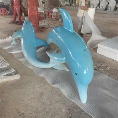 玻璃钢彩绘创意景观创意海豚雕塑
