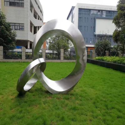 城市广场草地摆放创意不锈钢圆环景观雕塑