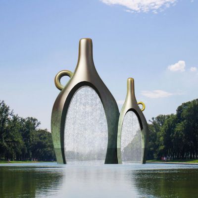 不锈钢创意水瓶流水喷泉户外园林水景雕塑