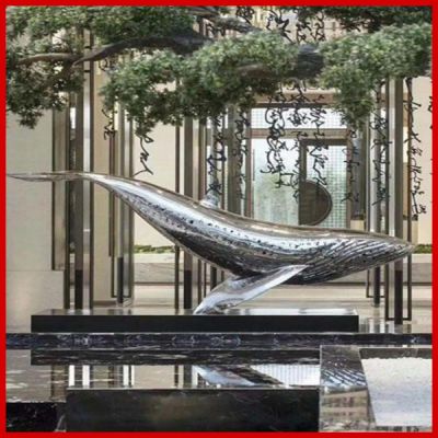 酒店水池摆放不锈钢创意海豚景观小品雕塑