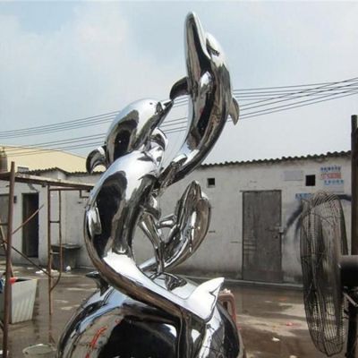 海豚景观摆件不锈钢净动物雕塑