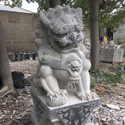 庭院墓地大型青石石雕辟邪狮子雕塑
