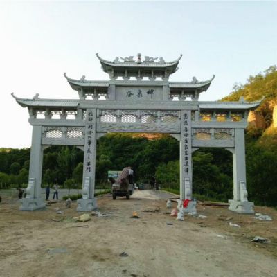 石雕牌坊仿古村口景区寺庙门口装饰优质天然石材