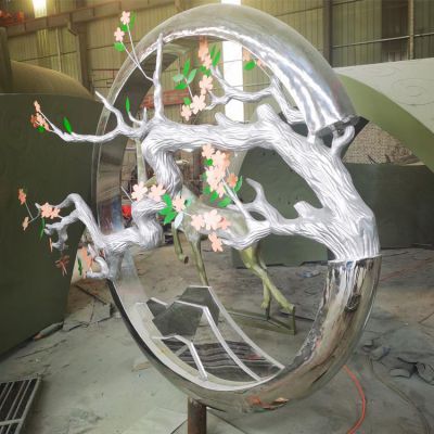 艺术不锈钢创意树枝圆环雕塑