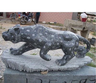 景区铸铜彩绘行走豹子雕塑