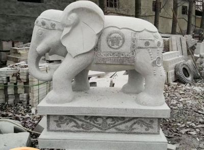 公园户外大理石石雕大象雕塑