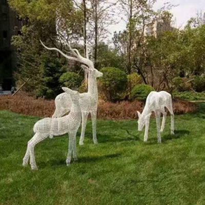 不锈钢镂空创意户外园林动物景观梅花鹿