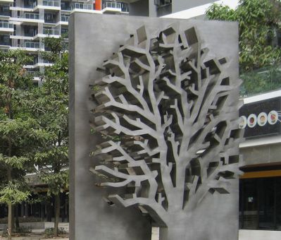小区不锈钢剪影树雕塑