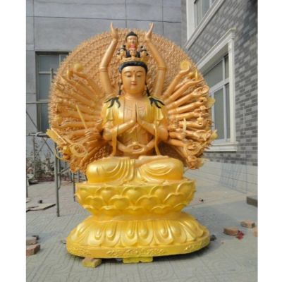 寺庙供奉三米彩绘铜观音菩萨佛像坐像