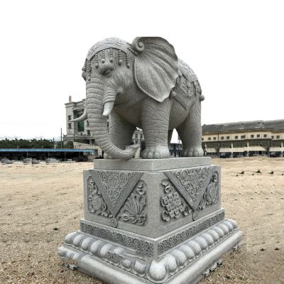 户外草坪砂石石雕户外大型景观大象雕塑