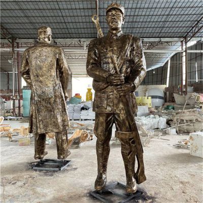 玻璃钢铸铜 景区红军主题人物小品雕塑