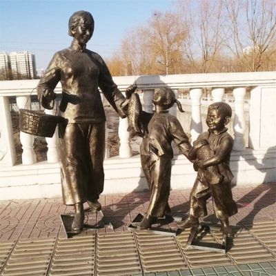 民俗小品 户外街道情景人物雕塑
