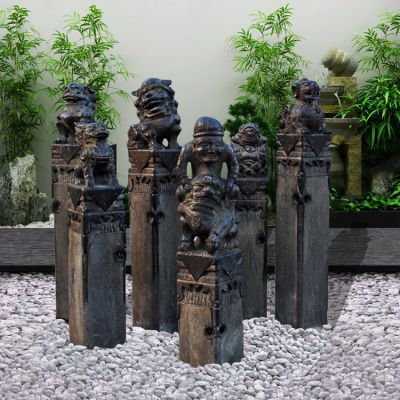 黑色仿古石雕拴马桩柱子，样式多，尺寸大小可定制
