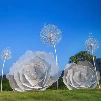 园林草坪装饰不锈钢镂空创意花朵蒲公英亮化雕塑