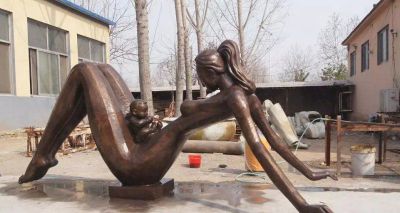 抽象母爱公园景观铜雕亲情雕塑