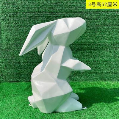 站立的兔子，几何抽象玻璃钢兔子