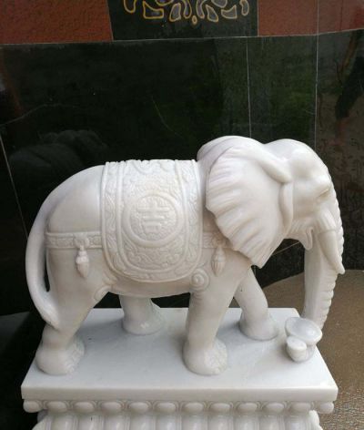 户外小型装饰品摆件汉白玉石雕大象雕塑