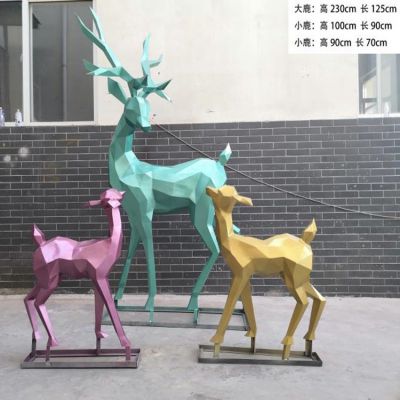 玻璃钢雕塑 几何动物鹿雕塑  户外装饰摆件