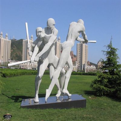 玻璃钢抽象棒球运动人物雕塑 城市广场摆件
