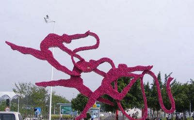 城市花园摆放彩绘不锈钢抽象艺术体操人物雕塑