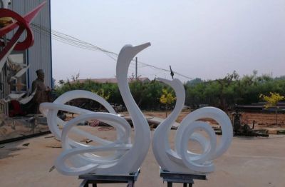 广场玻璃钢创意抽象天鹅雕塑