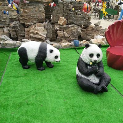 仿真动物玻璃钢熊猫雕塑 动物园景区摆件