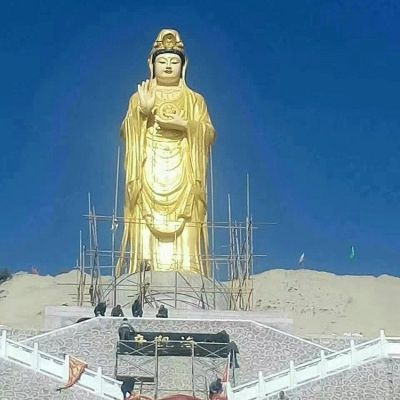 户外寺庙大型贴金观音菩萨雕塑