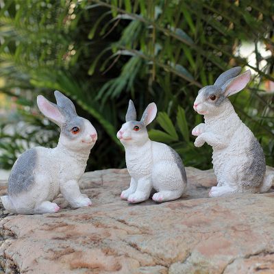 游乐场装饰三只玻璃钢兔子雕塑