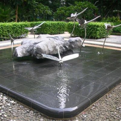 小区公园喷泉摆放镜面蜻蜓不锈钢雕塑