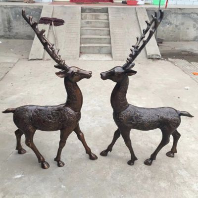 景区动物园铜雕仿真动物梅花鹿雕塑
