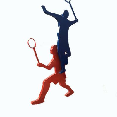 铁艺剪影羽毛球运动员雕塑