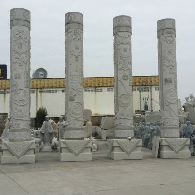 天然石材青石浮雕文化石柱雕塑城市广场摆件