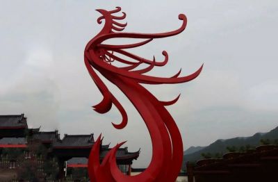 介绍不锈钢抽象红色凤凰雕塑