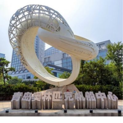 不锈钢创意镂空圆环 主题公园标志雕塑