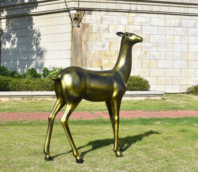 景区广场不锈钢仿铜鹿雕塑