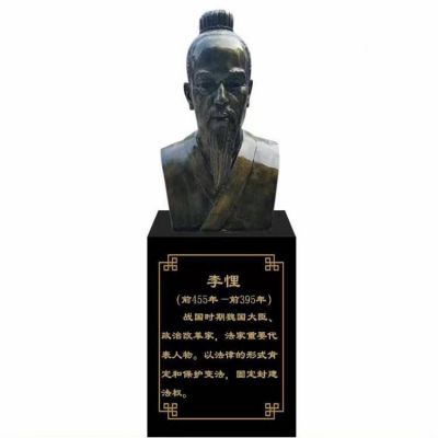 李悝头像，玻璃钢历史名人铜雕胸像
