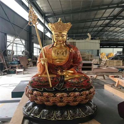 宗教庙宇不锈钢彩绘供奉佛像地藏王雕塑