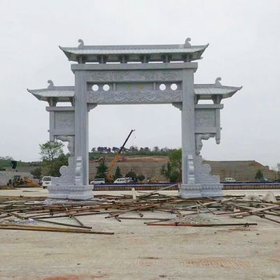 石雕牌坊牌楼单门仿古中式新农村建设园林雕塑