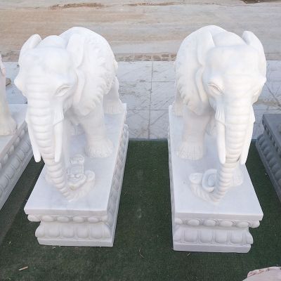 庭院小区汉白玉石雕大象雕塑