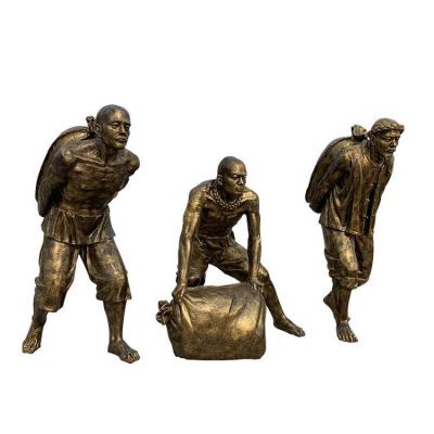 铜雕户外民俗文化搬运工人物雕塑