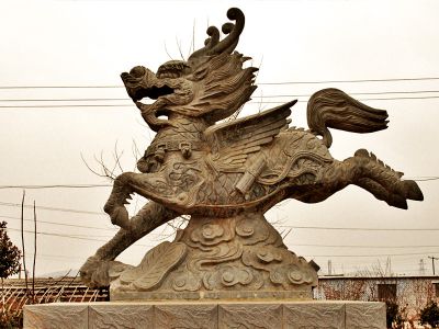 广场大象不锈钢做旧奔跑的神兽麒麟雕塑